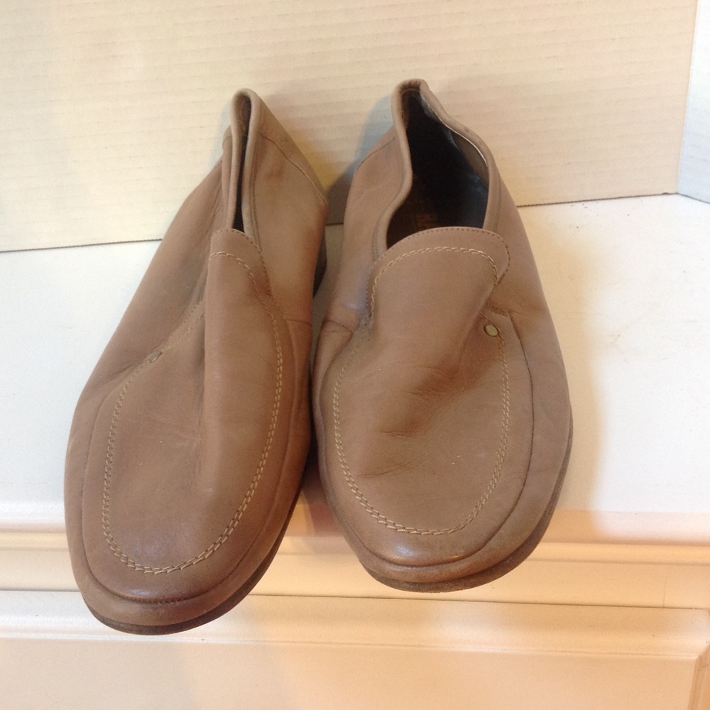 Bally Tan Brown Leather Shoes Loafers Slip-Ons